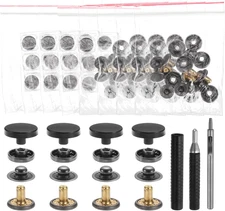 24 Set Leather Snap Fasteners Kit 15Mm Metal Snap Button Press Studs Leather Riv