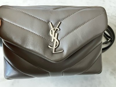 Saint Laurent Mini Bag Loulou Schultertasche Grau Leder