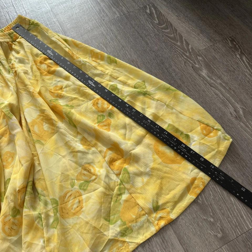 Falda Anthropologie Freestyle L Amarilla Floral Fluida Acampanada Hippie Campesina Casa de Campo Foto 4 de 4