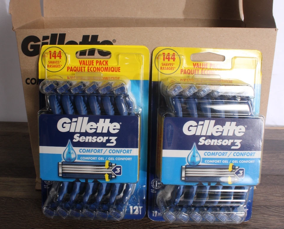 Lote a granel de maquinillas de afeitar Gillette Sensor3 Comfort - Estuche de 72 maquinillas de afeitar (6 paquetes de 12) nuevas Foto 2 de 3