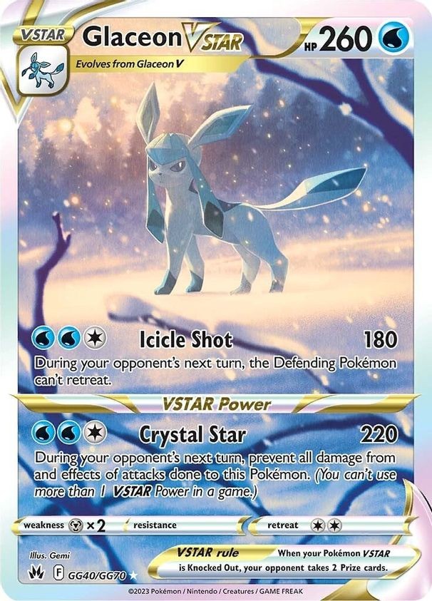 Glaceon VSTAR - GG40/GG70 - Pokemon Crown Zenith Galarian Gallery Ultra Rare NM