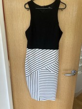 90s Lulu’s Black White Bodycon Office Evening Dress Size Large