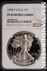 1998-P American Silver Eagle One Dollar-NGC PF 65 Ultra Cameo No Reserve #SLL539