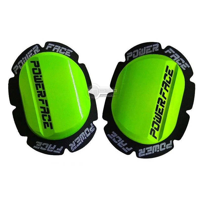 Sliders en bois Power Face Classic vert fluo pour combinaison moto de piste
