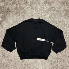 NEW Fear of God Essentials Crewneck Sweatshirt Jet Black FW23 Men's Size XS