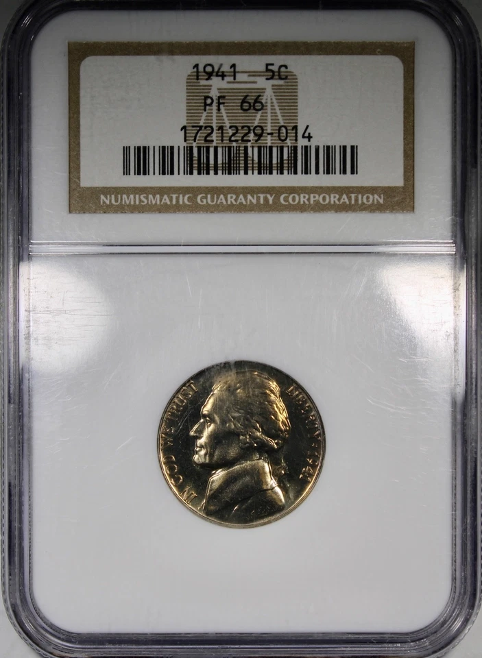 1941 Prueba Jefferson Níquel NGC PR66 Bajo De Colección Soporte Escurridizo