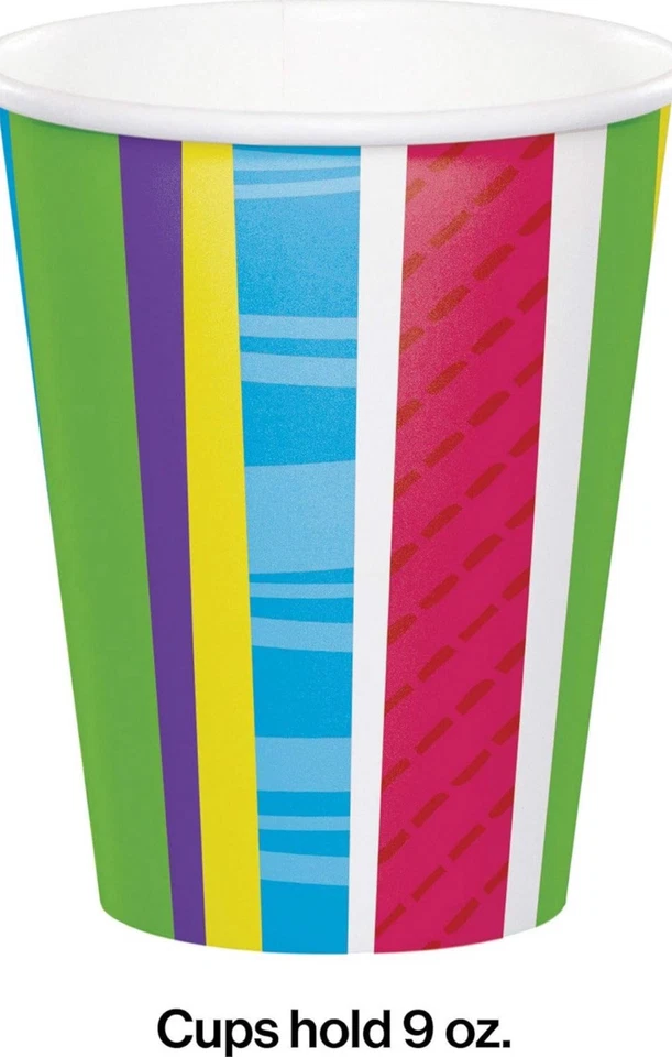 Bright and Bold Disposable Paper Hot and Cold Drinking Party Cups 9 oz. - Image 2 of 2