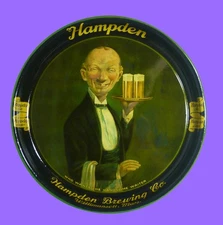 ORIGINAL HAMPDEN BREWING CO. TRAY - "WHO WANTS THE HANDSOME WAITER" - RESTORED
