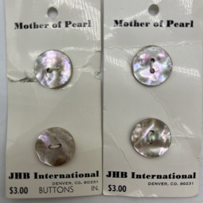 JHB International 4 Mother Of Pearl 3/4  Buttons 2-hole Wavy Edges 2 2-on Cards