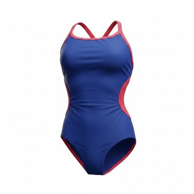 TYR Women's One Piece Athletic Colorblock Swimsuit Navy Red White Size 38