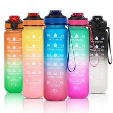 1L Sports Water Bottle Gym Travel Drinking Leakproof Bottle Straw BPA Free 3Size