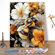 Paint by Numbers Kits for Adults Bee Flowers, DIY Kits Crafts for Beginner on