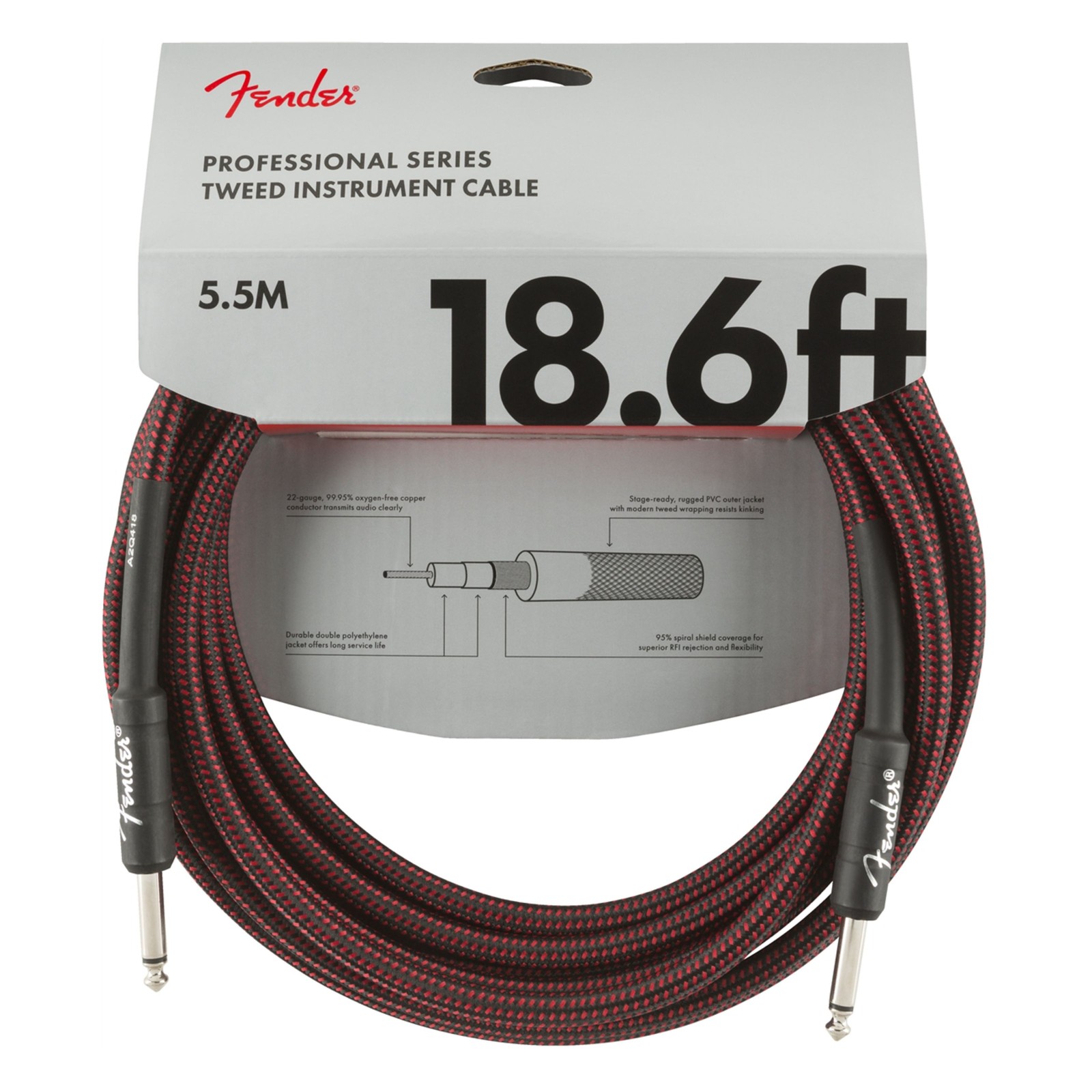 Fender Professional Tweed Cable RED 5,5 m - Instrumentenkabel