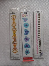 3 SIZZIX Sizzlits Decorative Strip Die Loops Rick Rack Kids Teens Mania Details