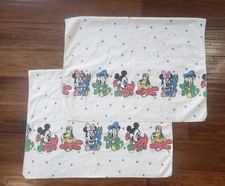 2 Vintage 80s Disney Babies Mickey Friends Baby Blanket White Polka Dot 25X37