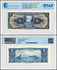 Brazil 1 Cruzeiro, 1954-1958 ND, P-150b, UNC, Authenticated