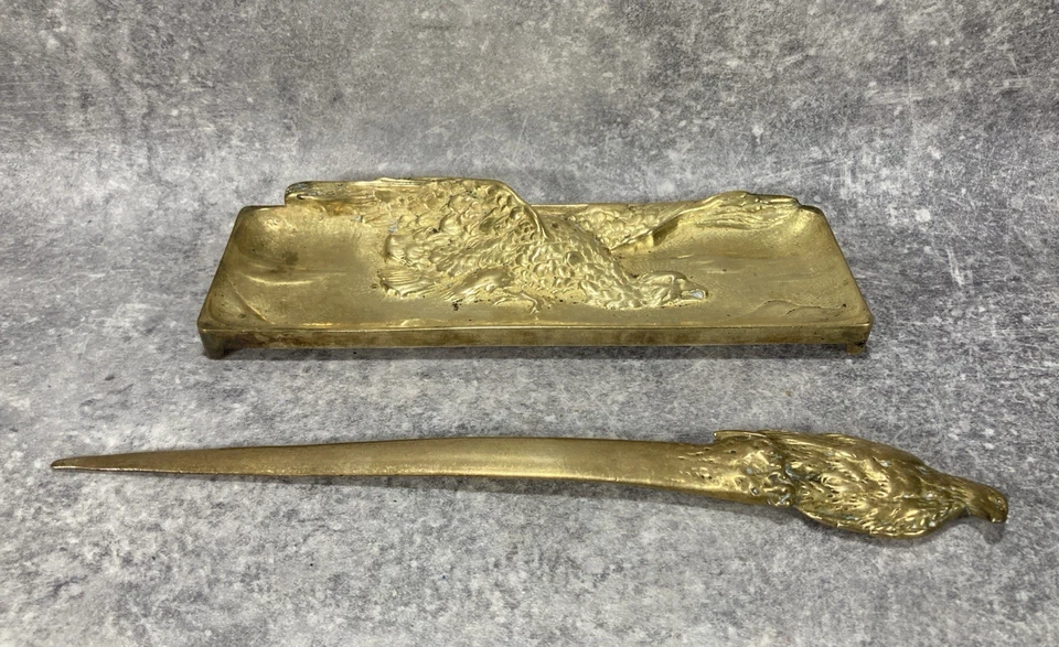 NÉCESSAIRE DE BUREAU. Plateau. Coupe Papier Impérial Fin XIXe Napoléon III Aigle - Photo 3/4