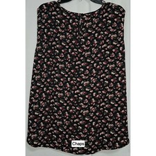 Chaps Blouse, 3X, Black Floral, Sleeveless