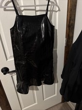 Ganni Faux Leather Ruffle Jumper Dress