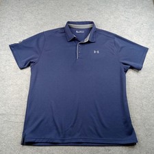Under Armour Polo Shirt Mens 2XL Blue HeatGear Loose Fit Golf Top Performance