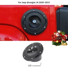 Fuel Filler Door Gas Tank Cap Transparent Cover For Jeep Wrangler JK 07-17 Black