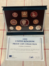 1999 UK ROYAL MINT 9 COIN PROOF SET COLLECTION - sealed/coa/outer box