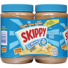SKIPPY Creamy Peanut Butter Spread, Plastic Jar 40 oz ,2 Pack.