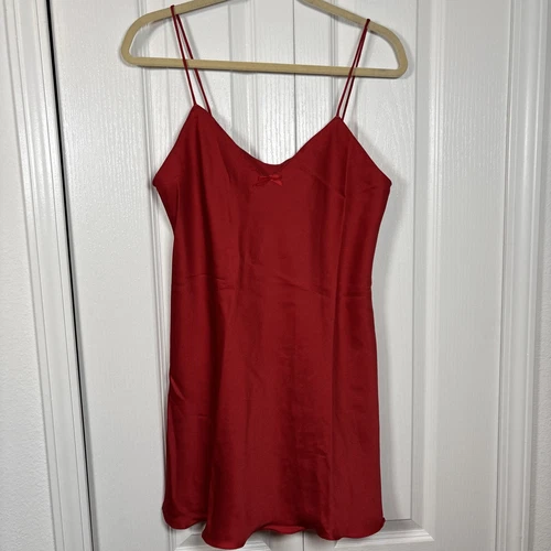 VALENTINO Abito slip babydoll vintage Victoria’s Secret Chemise M rosso raso anni 70 Union Made