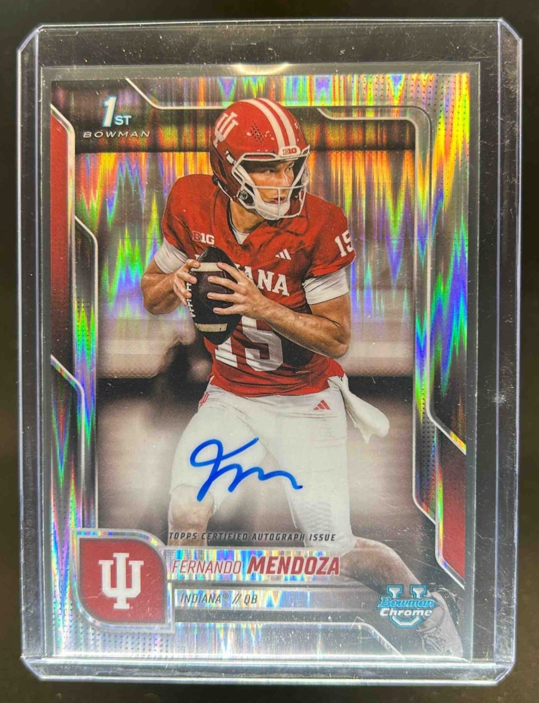 2025 Bowman Chrome U Fernando Mendoza Auto 1st Stealth Refractor #BCA-FME