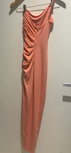 Nookie Formal Evening Dress Size Xs Orange Bodycon Stretch Euc Long One Shoulder - Picture 4 of 7