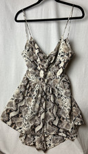 Windsor Women snake skin Romper Large open back spaghetti strap lined top front