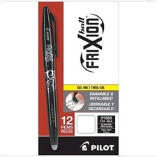 Pilot Ball FriXion Clicker Erasable Gel Pens 0.7 mm Black Pack of 12 Refillable