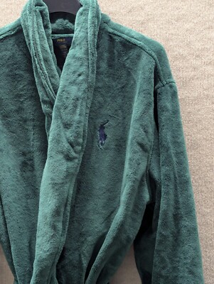 Polo Ralph Lauren Men Dark Green Plush Microfiber Robe Size L/XL