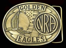 NRA National Rifle Association Golden Eagles Guns Firearms Vintage Belt Buckle