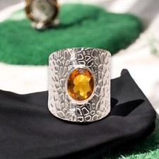 Gift For Her 925 Silver Natural Spessartite Garnet Statement Ring All Ring Sizes