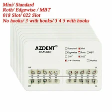 20Set AZDENT Orthodintic Dental Brackets Mini/Standard MBT/Roth 022/018 Hook 345