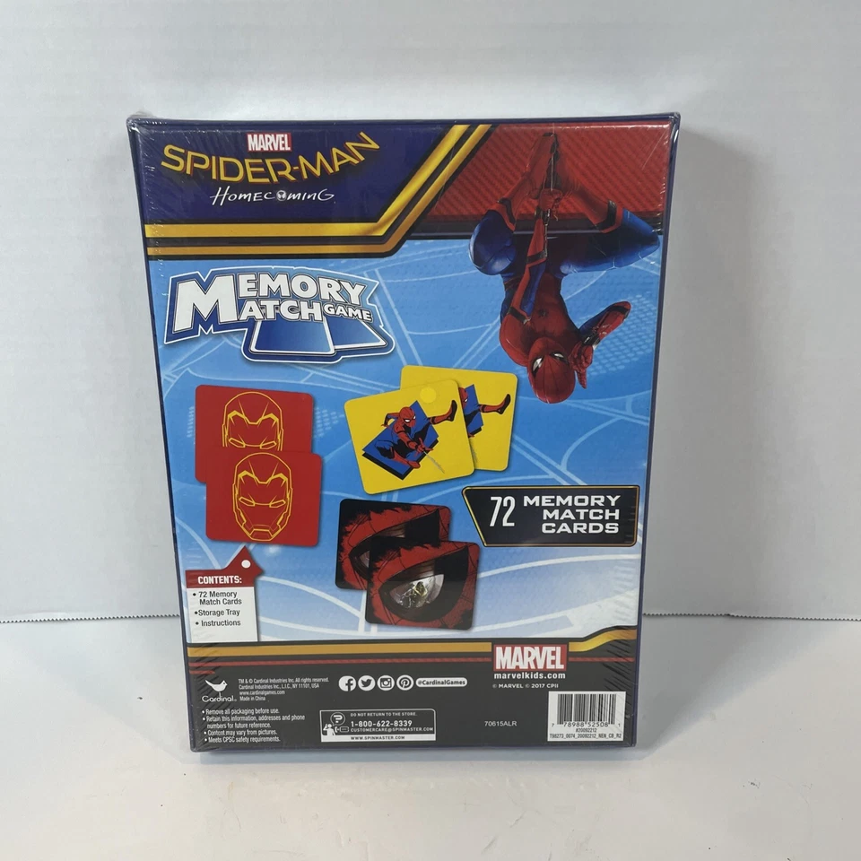 Marvel Spider Man Homecoming Memory Match Game Cardinal Matching Game Brand New - Image 2 of 2