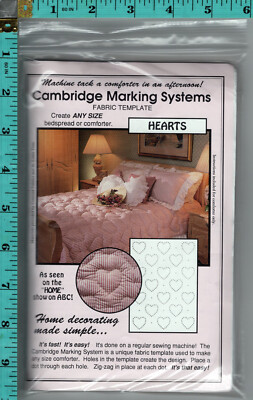 ''Hearts''  1991 Cambridge Marking Systems Fabric Template for Bedspread/Comforter