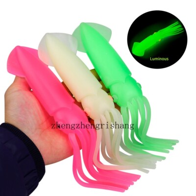 9Pcs Saltwater Octopus Skirt Squid Lure Soft Body Glow Fishing Lures Bait 6-20cm