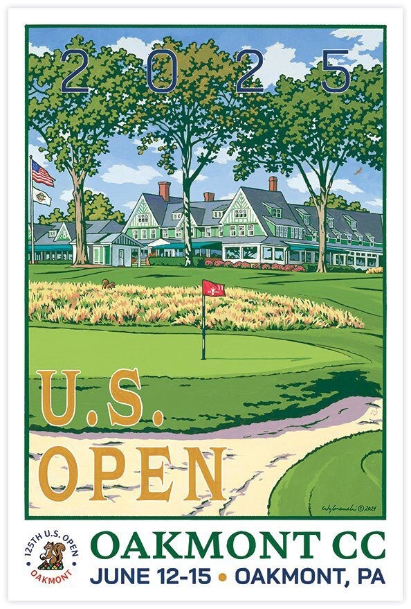 Lee Wybranski Limited Edition 2025 US Open Oakmont Golf Sign