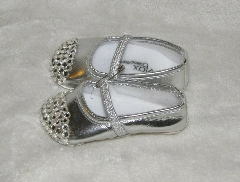 Bling Blinged Out Cristales Swarovski Zapatos de Bebé Plateados 2 3-6 Infant Niña Brillante Foto 2 de 4