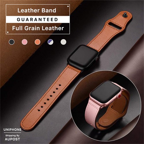 【Genuine Leather】Apple Watch Band Strap Series 8 7 SE 6 5 4 3 38 42 40 44 45mm - Afbeelding 1 van 21