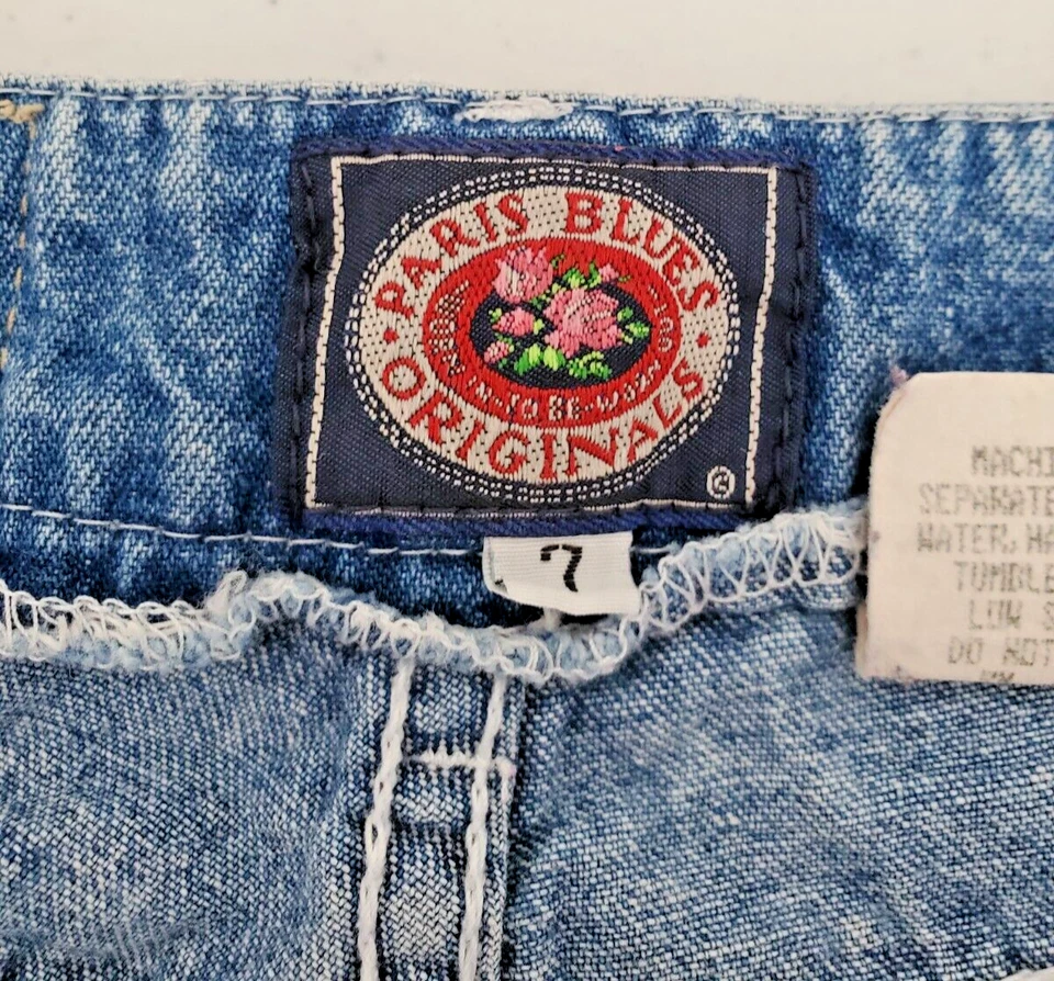 Pantalones cortos de mezclilla vintage Y2K Paris Blues para mujer junior talla 7-28x36 tiro medio Foto 4 de 4