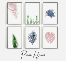 FERN ART BOTANICAL PRINT LIVING ROOM LEAVES WALL PRINTS HOME POSTER SET LEAF