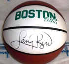 LARRY BIRD SIGNED BOSTON CELTICS LOGO F/Sz WHITE PANEL BASKETBALL J.S.A. Witness