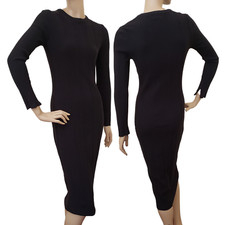 Women's Cotton On Variegated Stretch Rib Bodycon Midi Dress SZ M Black