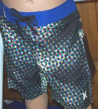 NEW Hurley black blue board polkadot boys sz 18M swim trunk shorts swimsuit