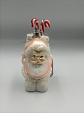 RAZ Imports Pink Santa with Candy Canes Ornament 5-inch Glass New