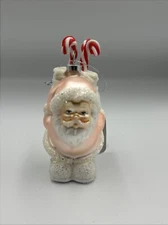 RAZ Imports Pink Santa with Candy Canes Ornament 5-inch Glass New