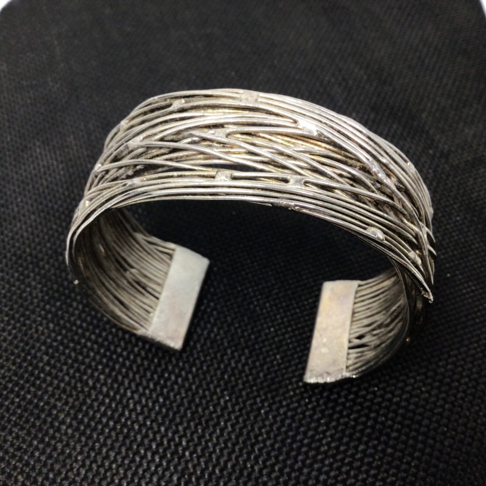 Random Twisted Wire Cuff Bracelet Silvertone Cost… - image 1